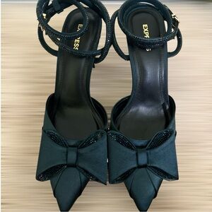 Express Black Stiletto Heels with Bow Detail